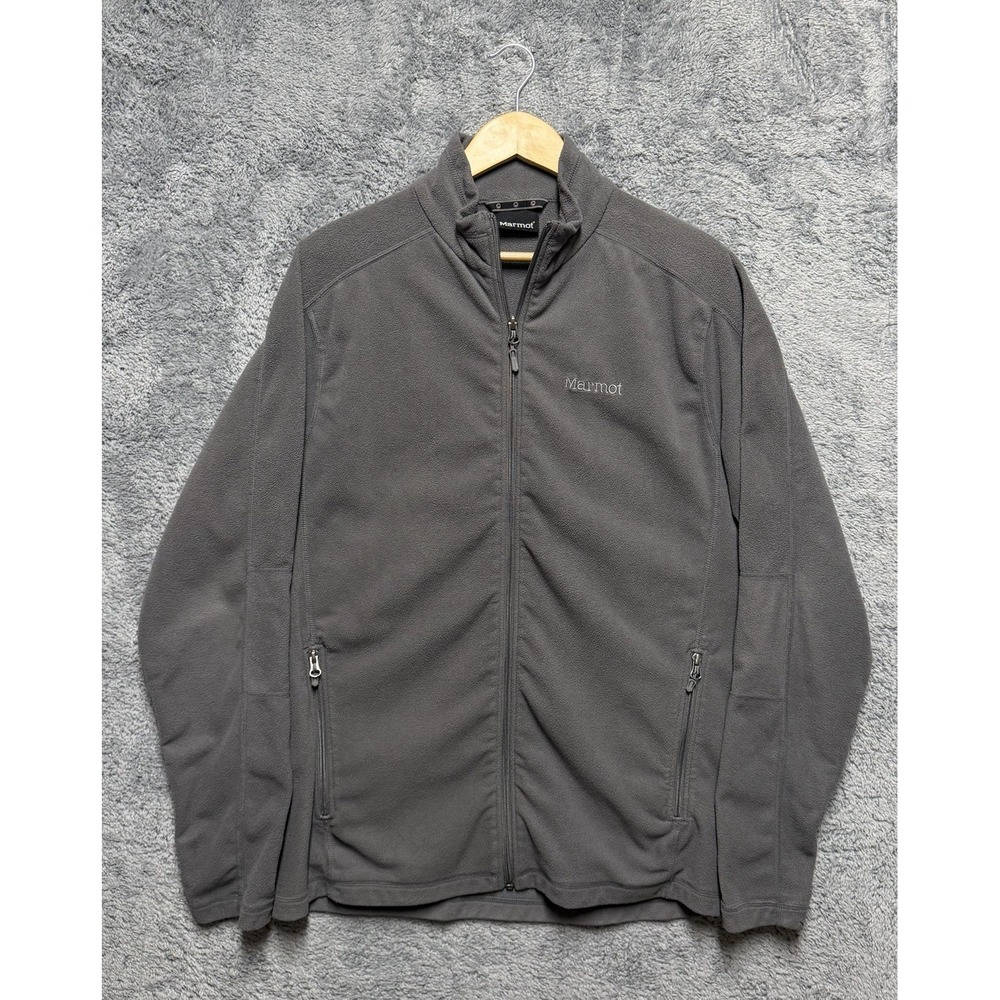 Marmot Rocklin Fleece Jacket Mens XL Gray Lightweight Full Zip Outdoor Pockets